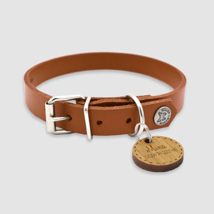 Collier cuir - taille moyen marron