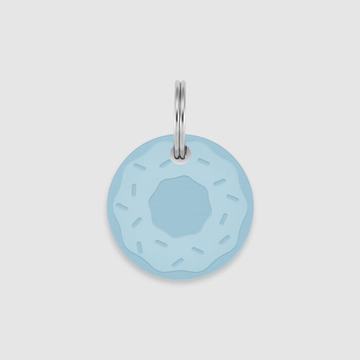 Médaille personnalisée acrylique coloré gravée 24 mm "Donut" bleu clair