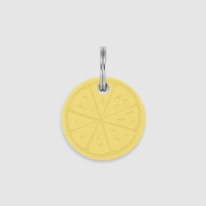 Médaille personnalisée acrylique coloré gravée 24 mm "Agrume" jaune