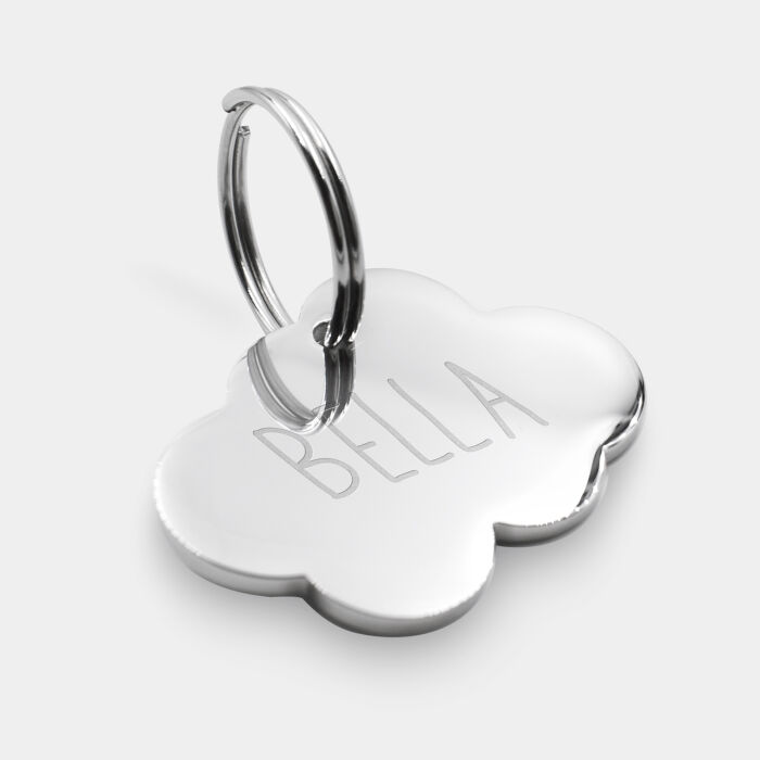 Médaille personnalisée acier argenté gravé nuage 36x25 mm nom bella