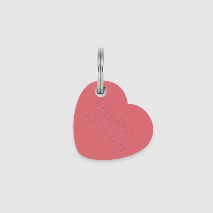 Médaille personnalisée acrylique coloré gravée cœur 24x26 mm prénom + numero