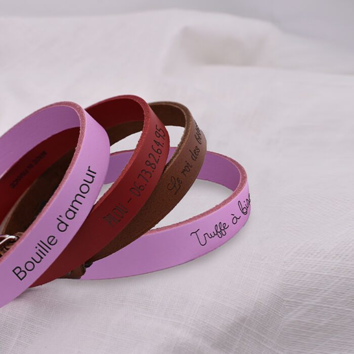 Collier cuir réglable personnalisé petit chien 1,2x33cm