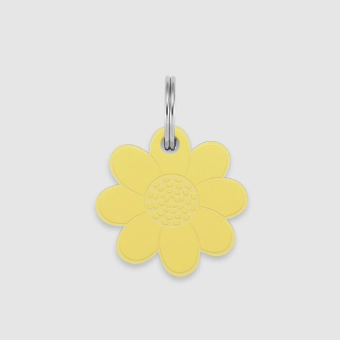 Médaille personnalisée acrylique coloré gravée 27 mm "Fleur" jaune