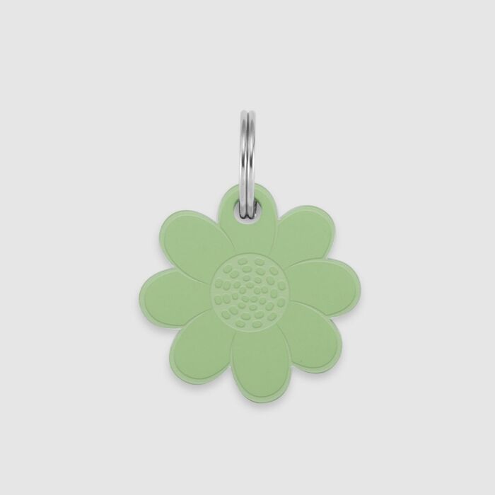 Médaille personnalisée acrylique coloré gravée 27 mm "Fleur" vert