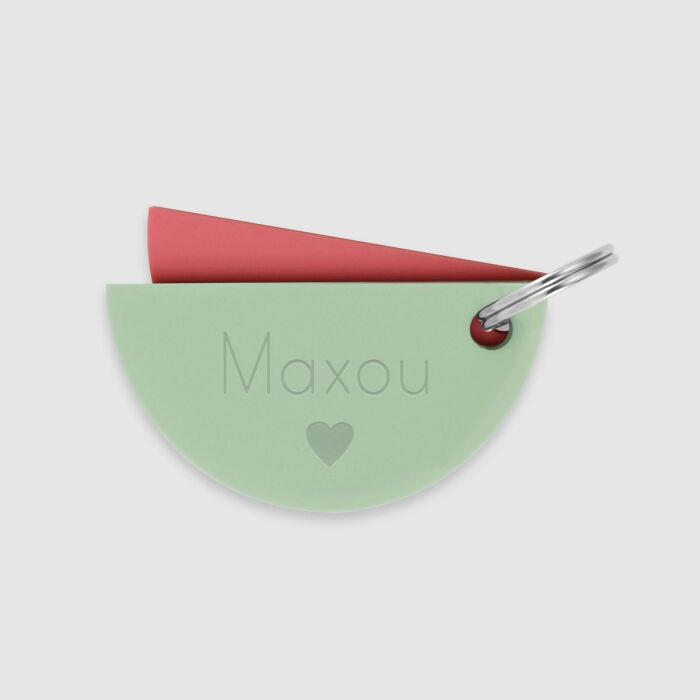 Médaille personnalisée acrylique coloré gravée 20x40 mm "Pastèque" verso - Texte + picto