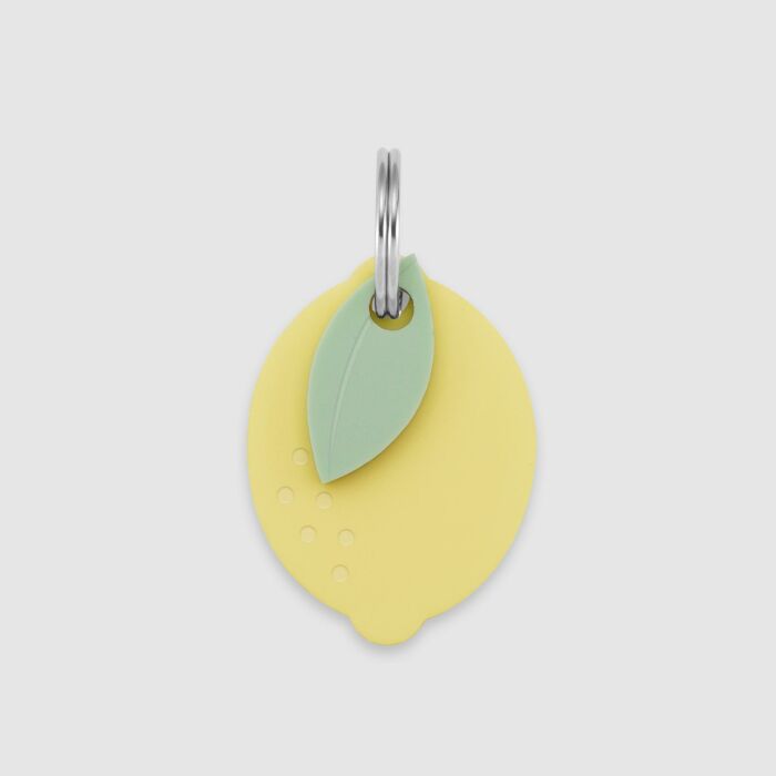 Médaille personnalisée acrylique coloré gravée 23x31 mm "citron" - face