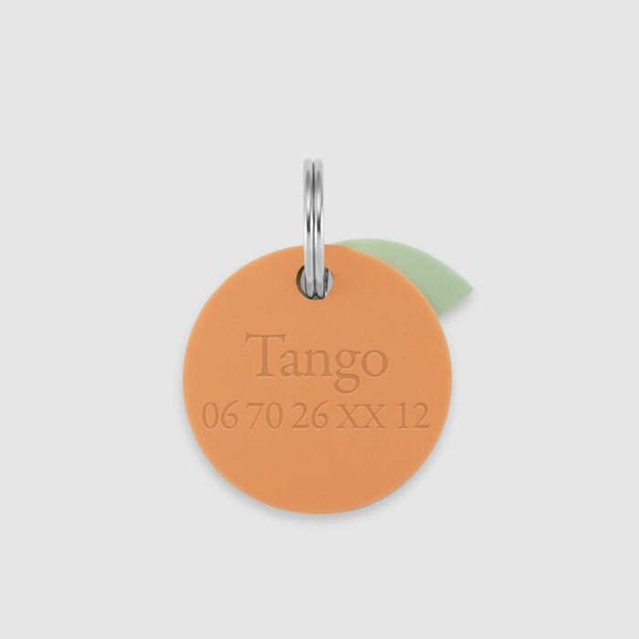 Médaille personnalisée acrylique coloré gravée 26 mm "orange" - nom + numero