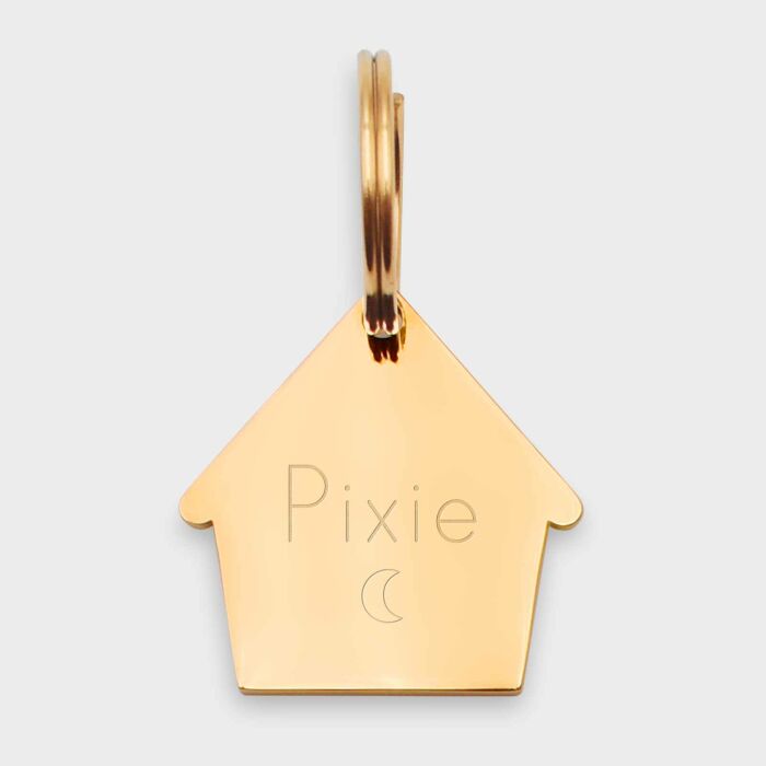 Médaille personnalisée acier doré gravée maison 29x30 mm - texte et picto