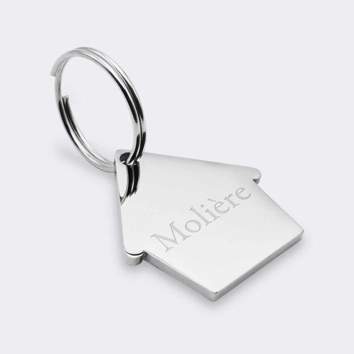 Médaille personnalisée acier argenté gravée maison 29x30 mm - nom
