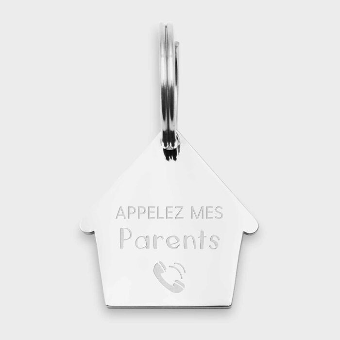 Médaille personnalisée acier argenté gravée maison 29x30 mm - illustration