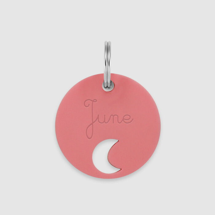 Duo de médaille personnalisée ajourée et bracelet acrylique colorée "lune"