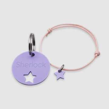 Duo de médaille personnalisée ajourée et bracelet acrylique colorée "étoile"