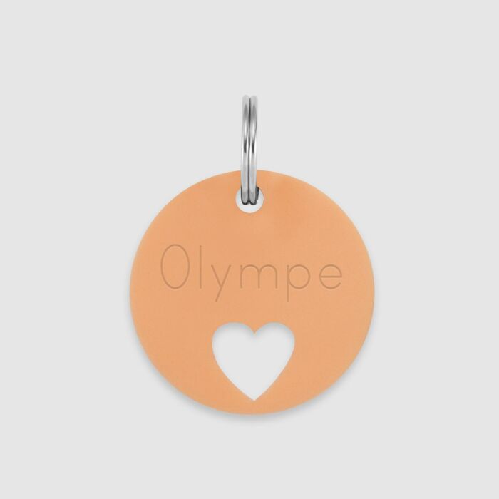 Duo de médaille personnalisée ajourée et bracelet acrylique colorée "coeur"