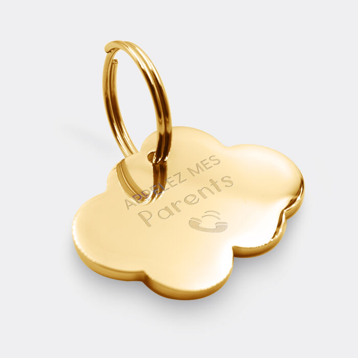 Médaille personnalisée acier doré gravée nuage 36x25 mm