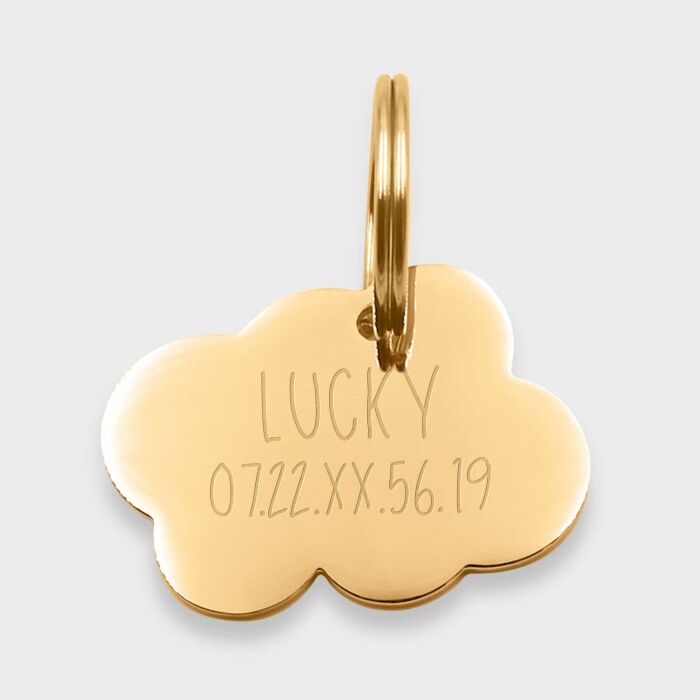 Médaille personnalisée acier doré gravée nuage 36x25 mm