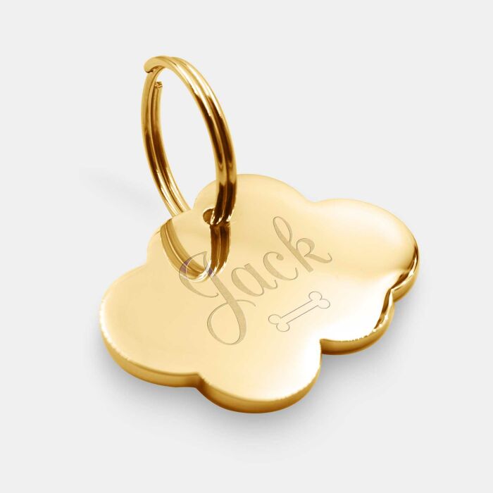 Médaille personnalisée acier doré gravée nuage 36x25 mm