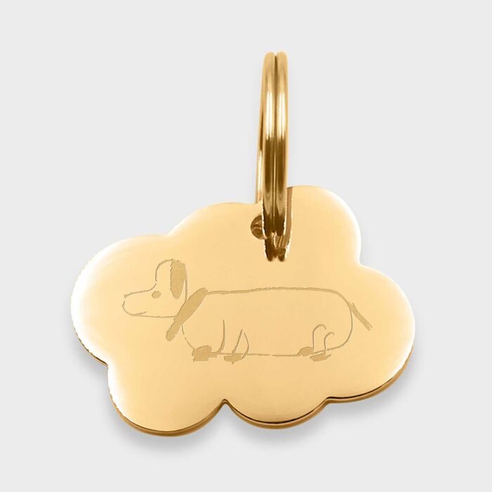 Médaille personnalisée acier doré gravée nuage 36x25 mm