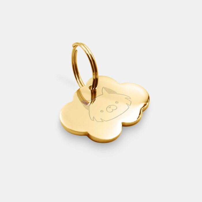 Médaille personnalisée acier doré gravée nuage 25x18 mm