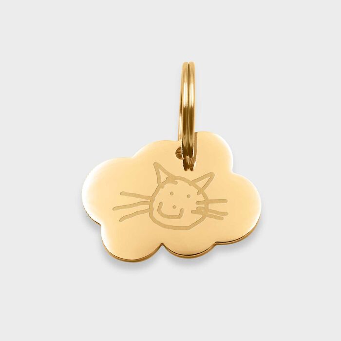 Médaille personnalisée acier doré gravée nuage 25x18 mm