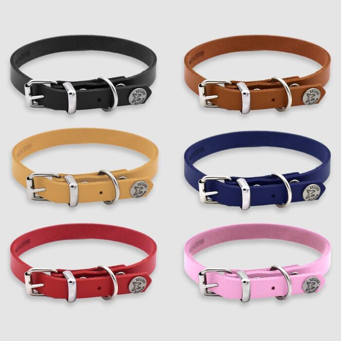 Collier cuir réglable petit chien 1,2x33cm