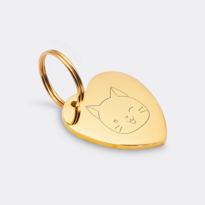 Médaille personnalisée acier doré gravé cœur biais 19x21 mm