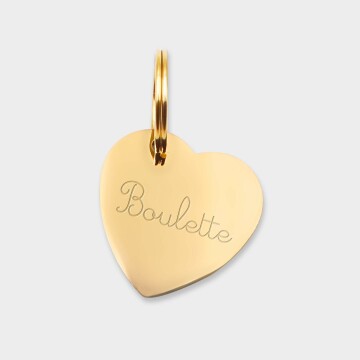 Médaille personnalisée acier doré gravé cœur biais 19x21 mm
