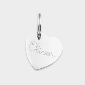 Médaille personnalisée acier argenté gravé cœur biais 19x21 mm