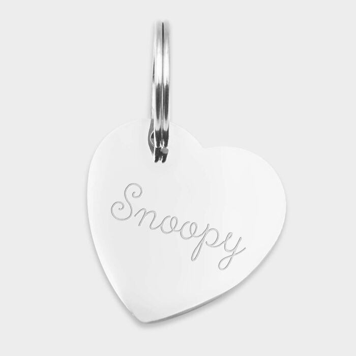 Médaille personnalisée acier argenté gravé cœur biais 30x33 mm