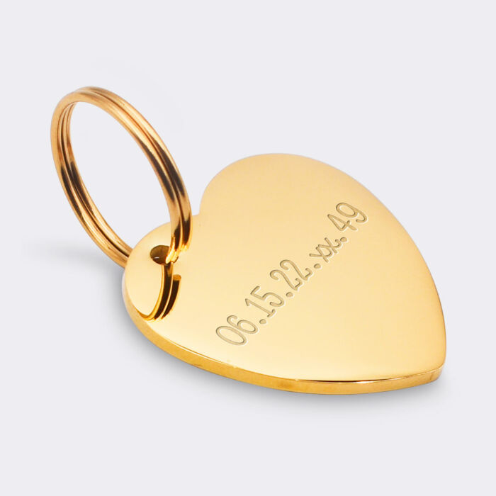 Médaille personnalisée acier doré gravé cœur biais 30x33 mm