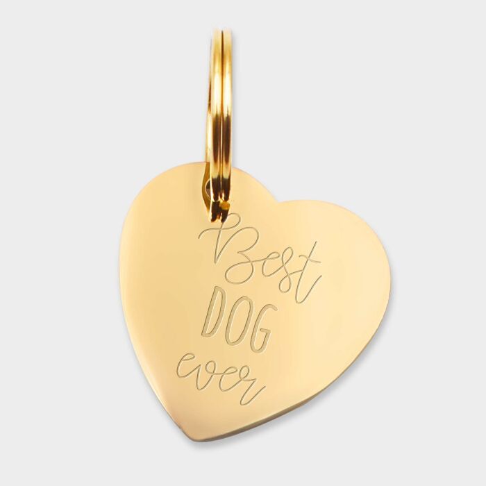 Médaille personnalisée acier doré gravé cœur biais 30x33 mm