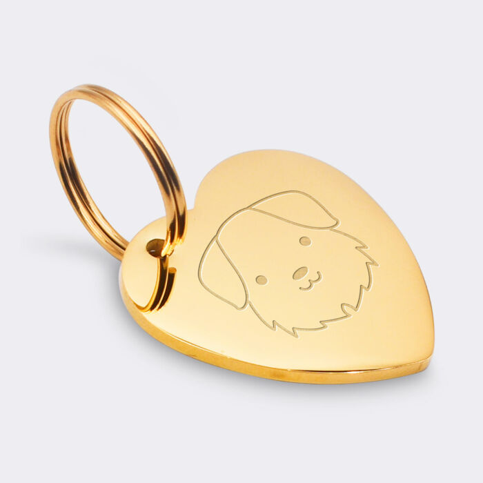 Médaille personnalisée acier doré gravé cœur biais 30x33 mm