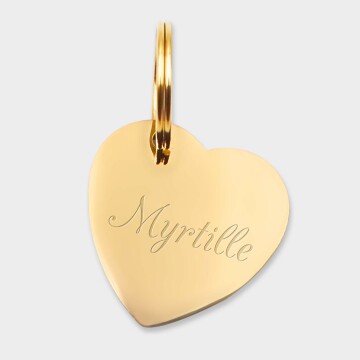 Médaille personnalisée acier doré gravé cœur biais 30x33 mm