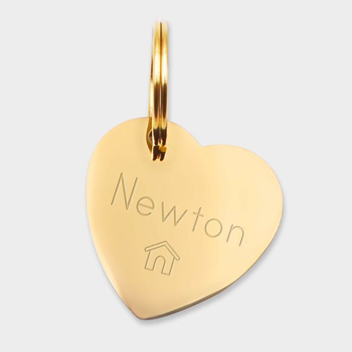 Médaille personnalisée acier doré gravé cœur biais 30x33 mm