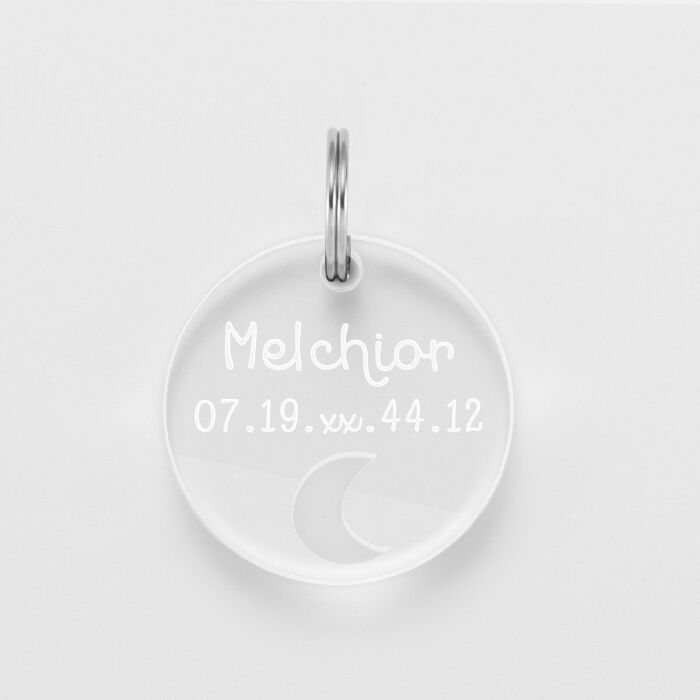 Duo de médaille personnalisée ajourée et bracelet acrylique "lune"