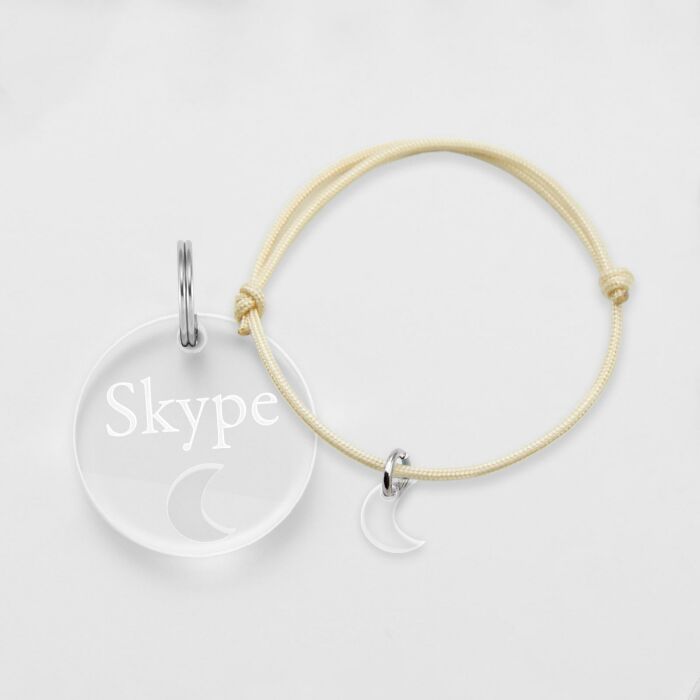 Duo de médaille personnalisée ajourée et bracelet acrylique "lune"