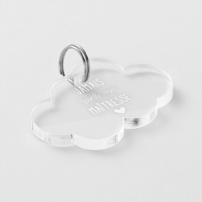 Médaille chat gravée acrylique nuage 35x26 mm