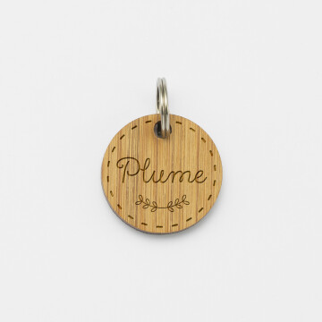 Médaille chat gravée bois ronde 20 mm