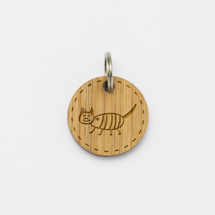 Médaille chat gravée bois ronde 20 mm