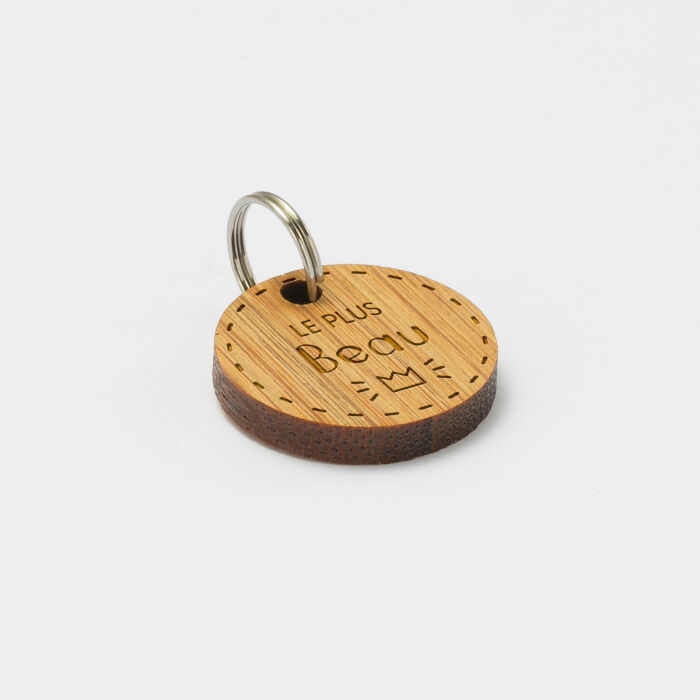 Médaille chat gravée bois ronde 20 mm