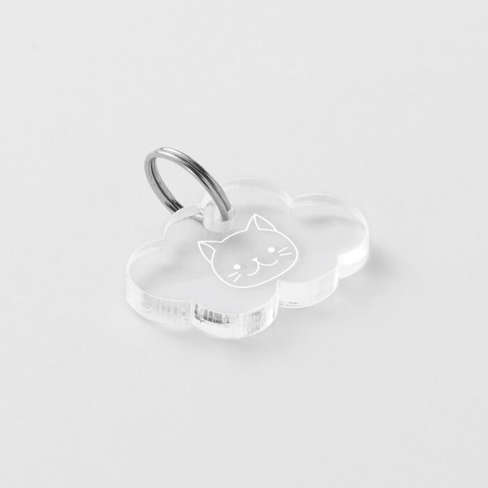 Médaille chat gravée acrylique nuage 25x18 mm