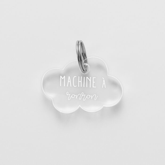 Médaille chat gravée acrylique nuage 25x18 mm