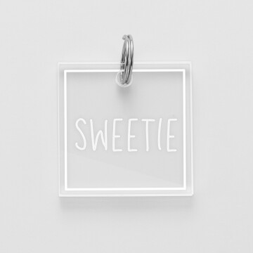 Médaille chat gravée acrylique carré 27x27 mm