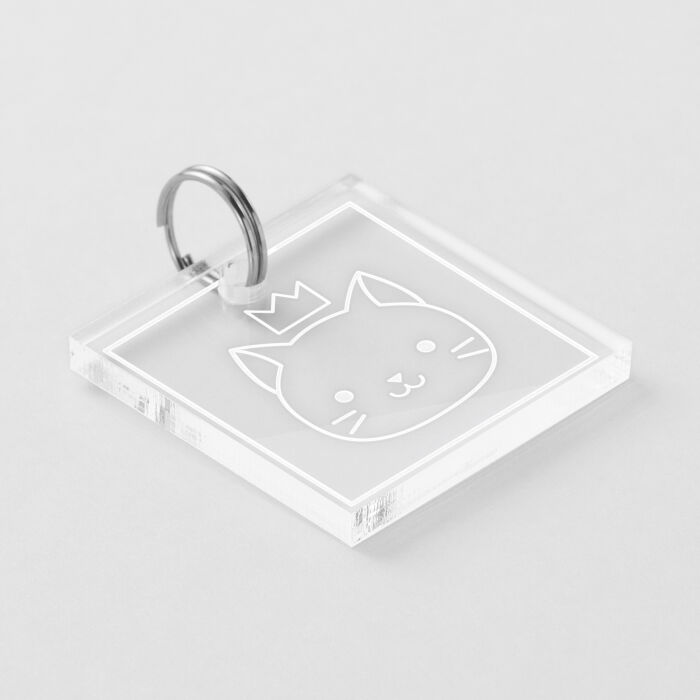 Médaille chat gravée acrylique carré 27x27 mm