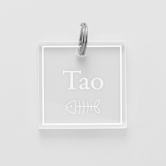 Médaille chat gravée acrylique carré 27x27 mm