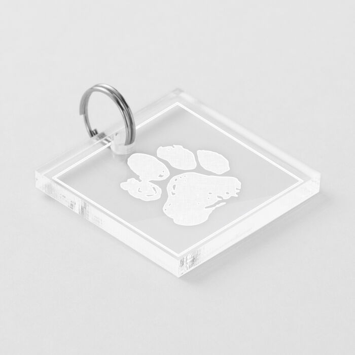 Médaille chat gravée acrylique carré 27x27 mm