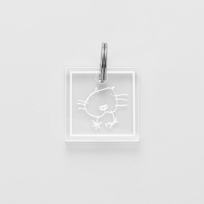 Médaille chat gravée acrylique carré 18x18 mm
