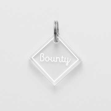 Médaille chat gravée acrylique losange 25x25 mm