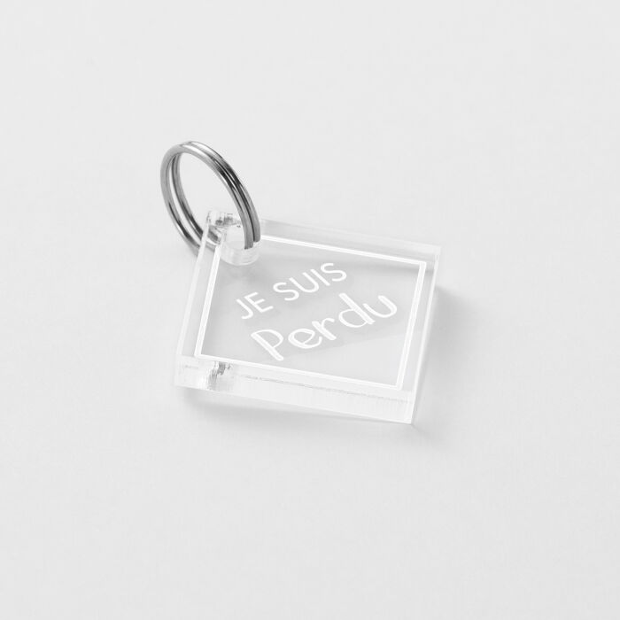 Médaille chat gravée acrylique losange 25x25 mm