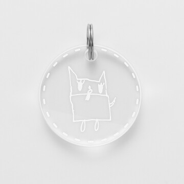Médaille chat gravée acrylique ronde 28 mm