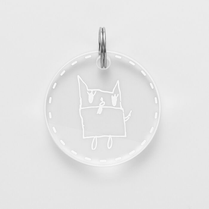 Médaille chat gravée acrylique ronde 28 mm
